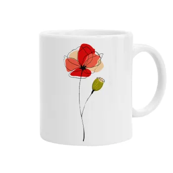 Red poppy flowers papaver, Ceramic coffee mug, 330ml