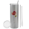 Tumbler stainless steel Silver 600ml, with metal straw & cleaning brush