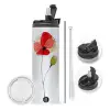 Travel Tumbler 2 Lids, with metal straw & cleaning brush (Stainless steel 304 Food grade, BPA free, 600ml)