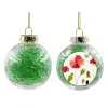 Στολίδι Χριστουγεννιάτικη μπάλα δένδρου διάφανη με πράσινο γέμισμα 8cm