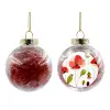 Στολίδι Χριστουγεννιάτικη μπάλα δένδρου διάφανη με κόκκινο γέμισμα 8cm
