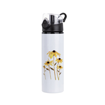 Daisies flower, Μεταλλικό παγούρι νερού με καπάκι ασφαλείας, αλουμινίου 750ml