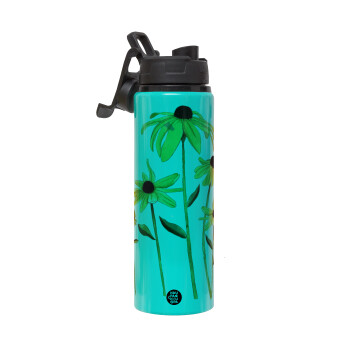 Daisies flower, Metallic water bottle with safety lid, 850ml aluminum