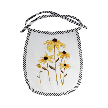 Daisies flower, Σαλιάρα μωρού αλέκιαστη με κορδόνι Μαύρη