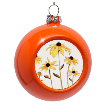 Daisies flower, Orange Christmas tree ornament bauble 8cm