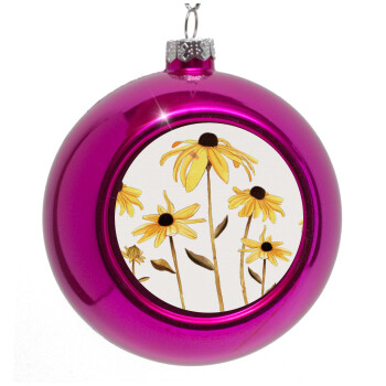 Daisies flower, Purple Christmas tree ornament bauble 8cm
