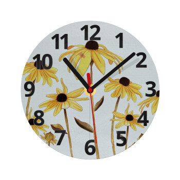 Daisies flower, Ρολόι τοίχου γυάλινο (20cm)