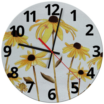 Daisies flower, Ρολόι τοίχου γυάλινο (30cm)