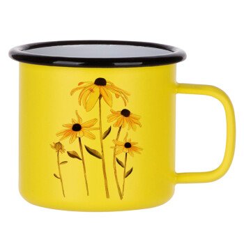 Daisies flower, Metallic enamel MATT Yellow cup 360ml
