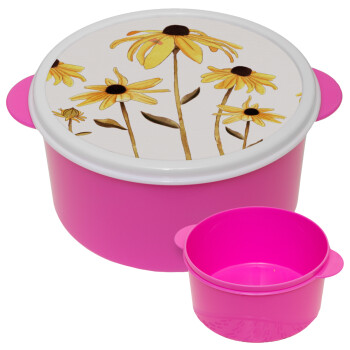 Daisies flower, ΡΟΖ παιδικό δοχείο φαγητού (lunchbox) πλαστικό (BPA-FREE) Lunch Βox M16 x Π16 x Υ8cm