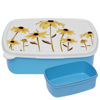 Daisies flower, ΜΠΛΕ παιδικό δοχείο φαγητού (lunchbox) πλαστικό (BPA-FREE) Lunch Βox M18 x Π13 x Υ6cm