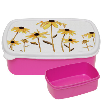 Daisies flower, ΡΟΖ παιδικό δοχείο φαγητού (lunchbox) πλαστικό (BPA-FREE) Lunch Βox M18 x Π13 x Υ6cm