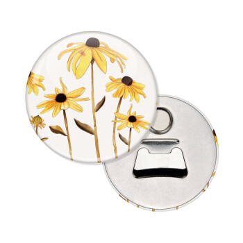 Daisies flower, Μαγνητάκι και ανοιχτήρι μπύρας στρογγυλό διάστασης 5,9cm