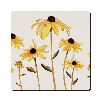 Daisies flower, Τετράγωνο μαγνητάκι ξύλινο 6x6cm