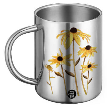 Daisies flower, Ανοξείδωτη Μεταλλική Κούπα 450ml - Διπλού Τοιχώματος