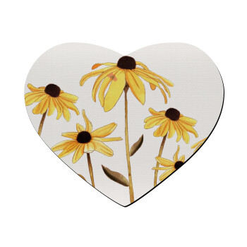 Daisies flower, Mousepad heart 23x20cm