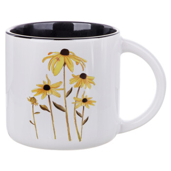 Daisies flower, Κούπα κεραμική 400ml Λευκή/Μαύρη