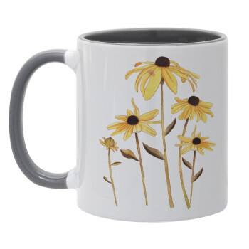 Daisies flower, Κούπα χρωματιστή γκρι, κεραμική, 330ml