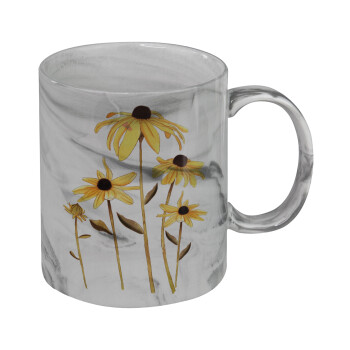 Daisies flower, Mug ceramic marble style, 330ml