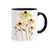 Daisies flower, Κούπα χρωματιστή μαύρη, κεραμική, 330ml