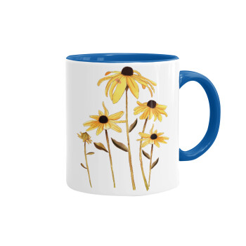 Daisies flower, Mug colored blue, ceramic, 330ml