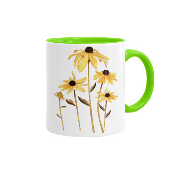Daisies flower, Mug colored light green, ceramic, 330ml