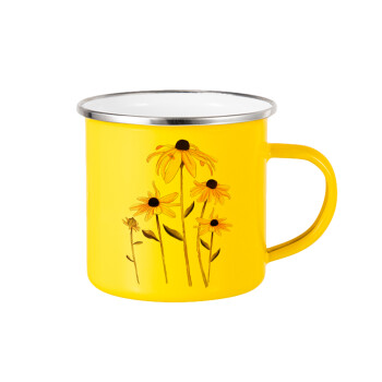 Daisies flower, Yellow Enamel Metallic Cup 360ml