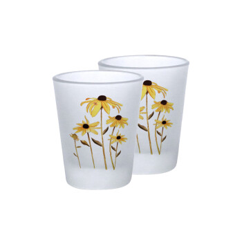 Daisies flower, Σφηνοπότηρα γυάλινα 45ml του πάγου (2 τεμάχια)