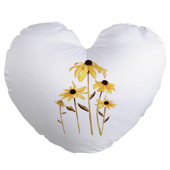 Daisies flower, Μαξιλάρι καναπέ καρδιά 40x40cm περιέχεται το  γέμισμα
