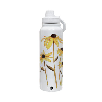 Daisies flower, Θερμός 1L Ανοξείδωτο με Βάση Κινητού & Διπλά Τοιχώματα