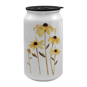 Daisies flower, Κούπα ταξιδιού μεταλλική με καπάκι (tin-can) 500ml