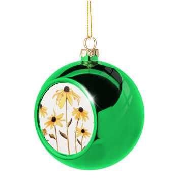 Daisies flower, Green Christmas tree ornament ball 8cm
