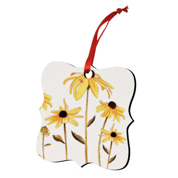 Daisies flower, Στολίδι Χριστουγεννιάτικο στολίδι polygon ξύλινο 7.5cm