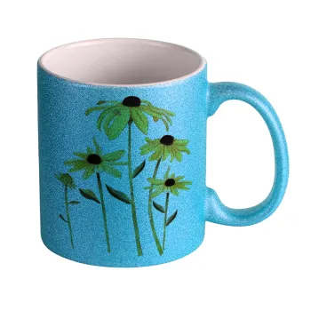 Daisies flower, Κούπα Σιέλ Glitter που γυαλίζει, κεραμική, 330ml