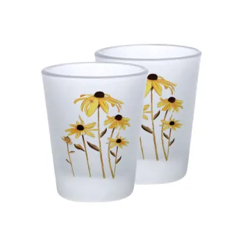 Daisies flower, Σφηνοπότηρα γυάλινα 45ml του πάγου (2 τεμάχια)