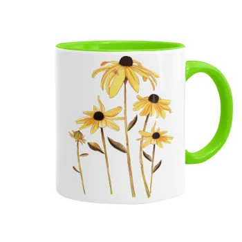 Daisies flower, Κούπα χρωματιστή βεραμάν, κεραμική, 330ml