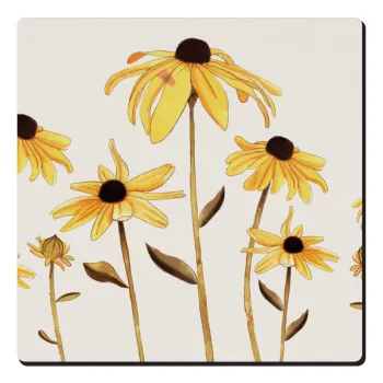 Daisies flower, Τετράγωνο μαγνητάκι ξύλινο 6x6cm