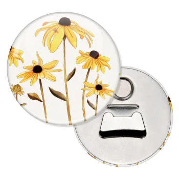Daisies flower, Μαγνητάκι και ανοιχτήρι μπύρας στρογγυλό διάστασης 5,9cm