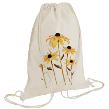 Daisies flower, Τσάντα πλάτης πουγκί GYMBAG natural (28x40cm)
