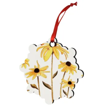 Daisies flower, Christmas ornament snowflake wooden 7.5cm