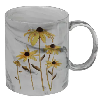 Daisies flower, Κούπα κεραμική, marble style (μάρμαρο), 330ml