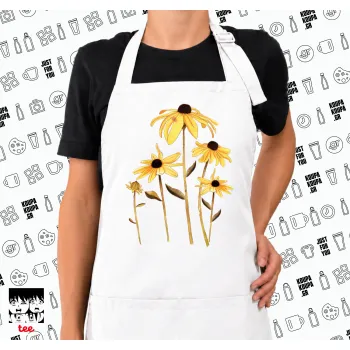 Daisies flower, Ποδιά μακριά Σεφ ολόσωμη με τσέπες white (ΕΝΗΛΙΚΩΝ)