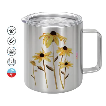 Daisies flower, Mug Stainless steel double wall 300ml