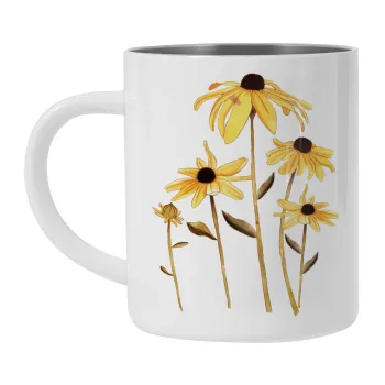 Daisies flower, Mug Stainless steel double wall 300ml