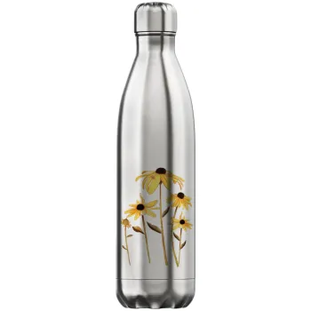 Daisies flower, Μεταλλικό παγούρι θερμός Inox (Stainless steel), διπλού τοιχώματος, 750ml