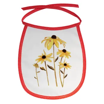 Daisies flower, Σαλιάρα μωρού αλέκιαστη με κορδόνι Κόκκινη