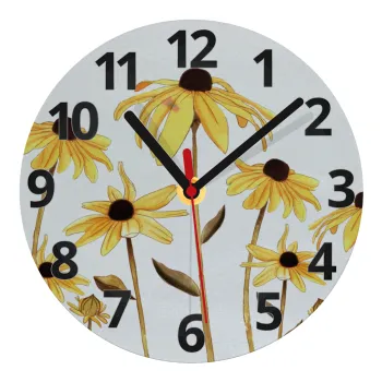 Daisies flower, Ρολόι τοίχου γυάλινο (20cm)