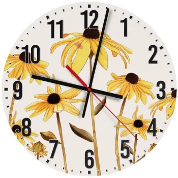 Daisies flower, Ρολόι τοίχου ξύλινο (30cm)