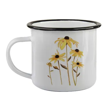 Daisies flower, Κούπα εμαγιέ με μαύρο χείλος 360ml