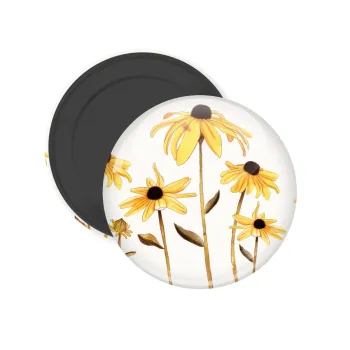 Daisies flower, Μαγνητάκι ψυγείου στρογγυλό διάστασης 5cm